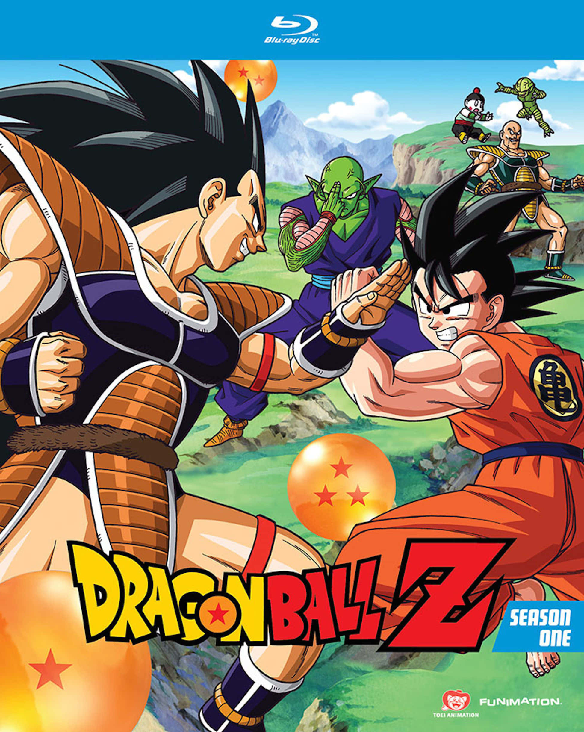 Dbz 桌布 壁紙 — 兩名肌肉發達的動漫戰士在一個山區戰場上展開激烈戰鬥，周圍漂浮著龍珠，遠處還有敵人。