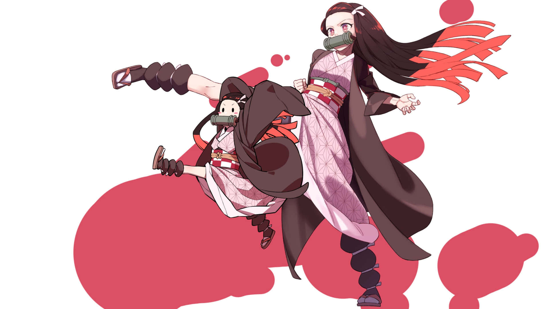 兩名動漫惡魔獵人在半空中拔劍交戰。 — 鬼滅之刃 4K 壁紙