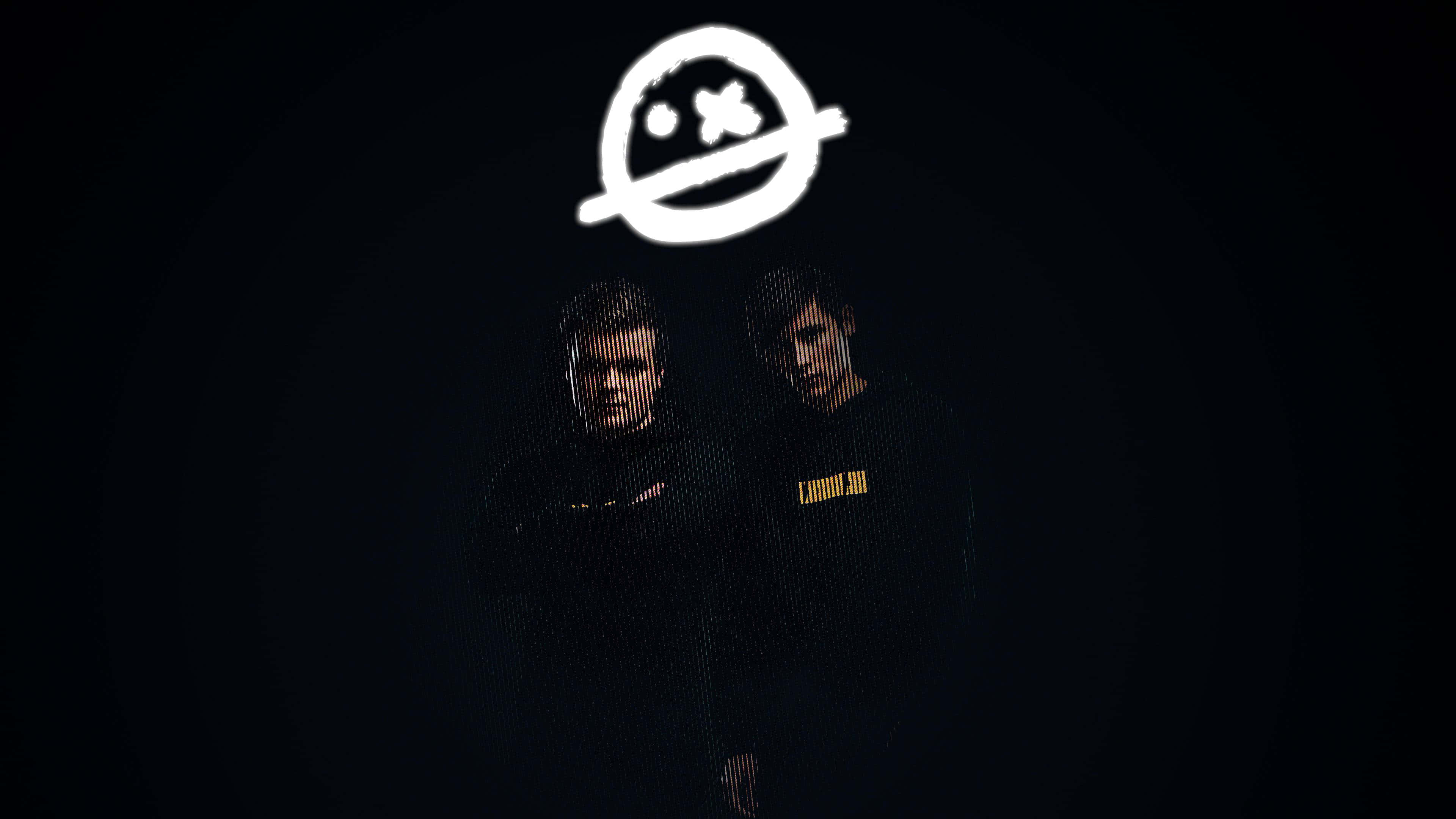 The Project 桌布 壁紙 — 兩名身穿深色衣服的男子站在黑色背景上發光的白色標誌下方，帶有微妙的徑向光效。