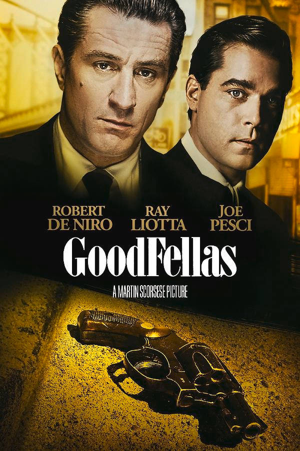 goodfellas 桌布 壁紙 — 兩名身穿西裝的男子在金色光線下，凝視著粗糙路面上的一把左輪手槍。