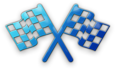 Checkered 桌布 壁紙 — 兩塊光滑的藍色格子賽車旗在黑色背景上交叉，帶有柔和的高光。