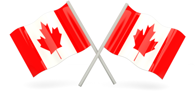 Canadian 桌布 壁紙 — 兩塊光澤的加拿大國旗在黑色背景上交叉，帶有動態的紅白和楓葉細節。