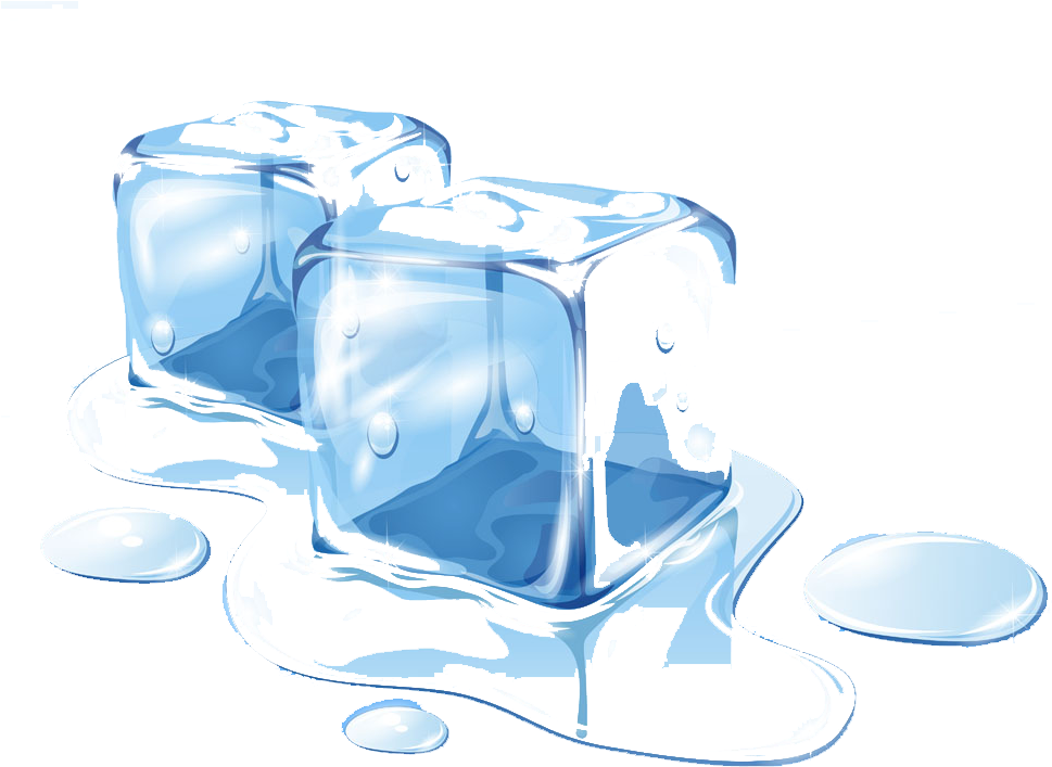 Ice Cubes 桌布 壁紙 — 兩塊正在融化的冰塊滴落水滴到黑色背景上，帶有光澤高光和滴珠。