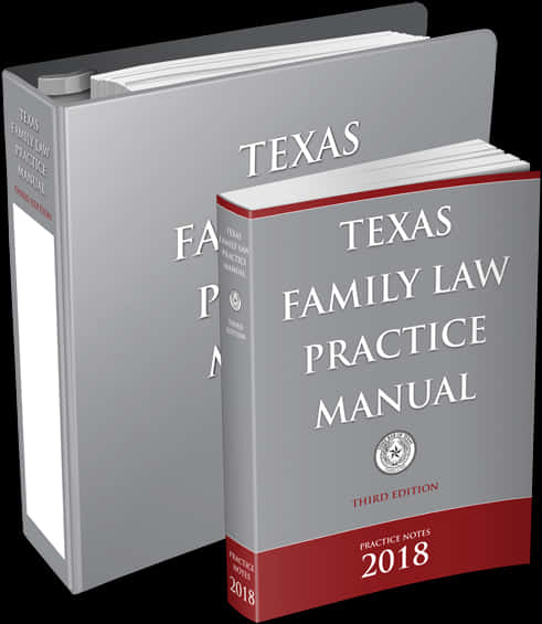 Law 桌布 壁紙 — 兩本灰色帶紅色點綴的Texas Family Law Practice Manual書籍，在黑色背景上直立。