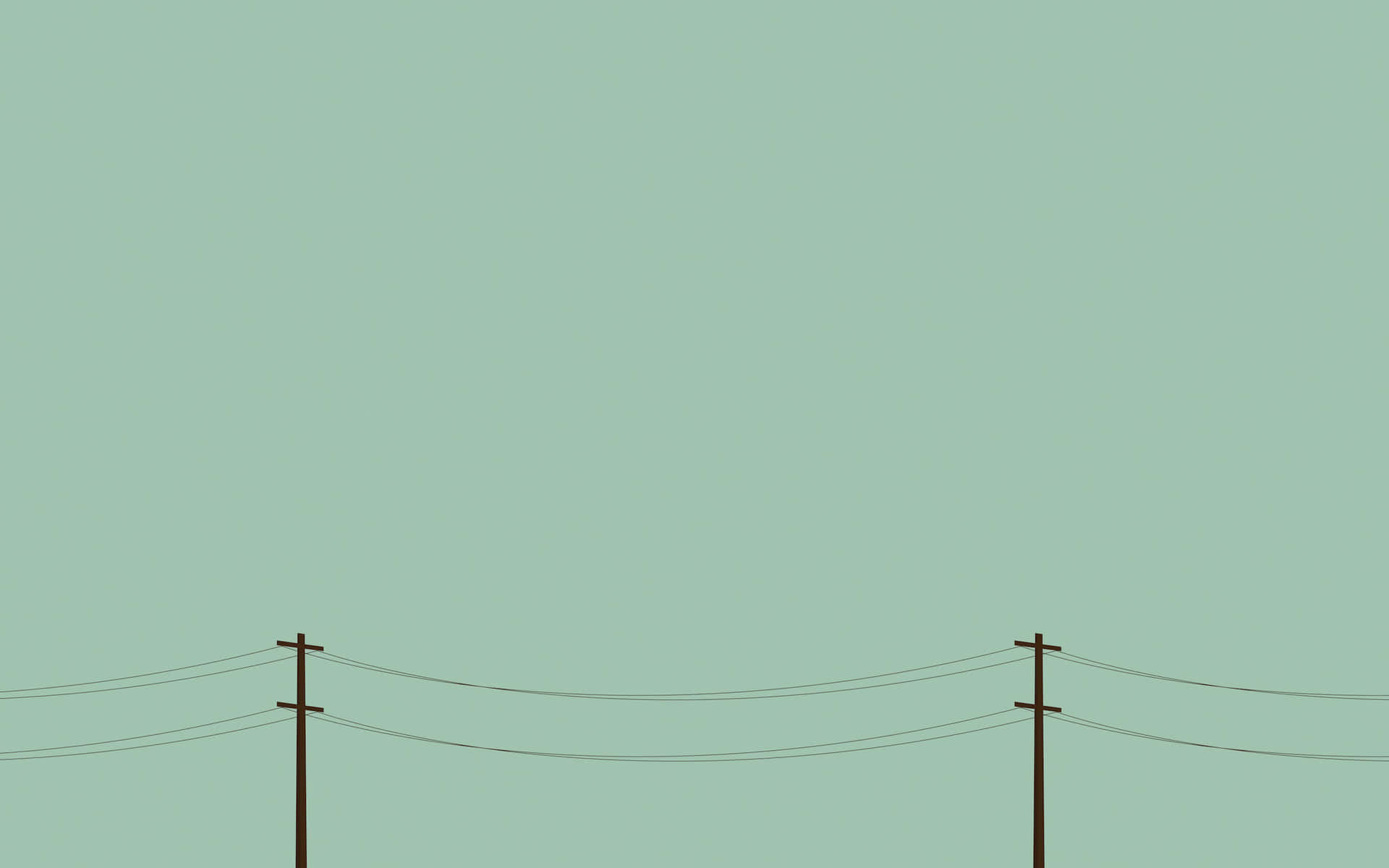 兩根電線桿，電線在薄荷綠背景前。 — 綠色美學 GIF 壁紙