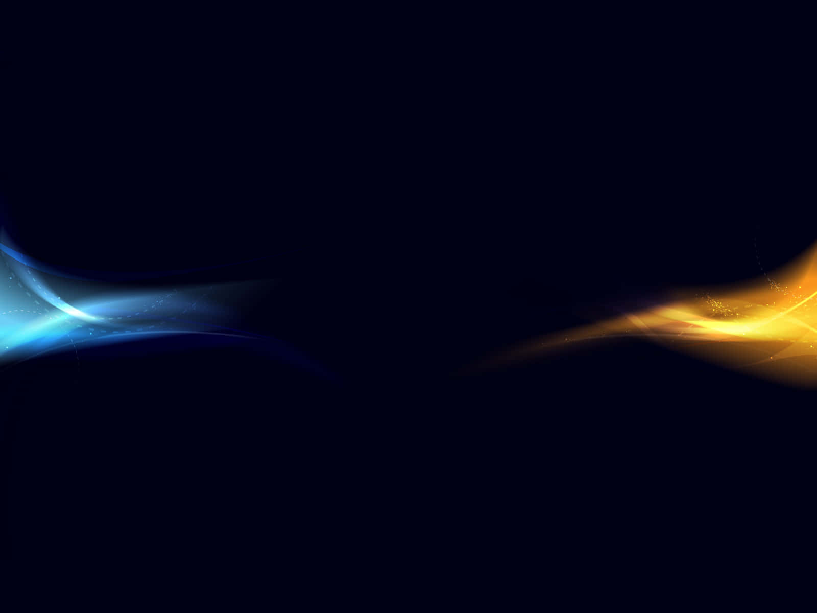 Blue And Gold 桌布 壁紙 — 兩條發光的宇宙能量流——一條藍色一條金色——流過深邃的黑色虛空，閃爍著光粒子。