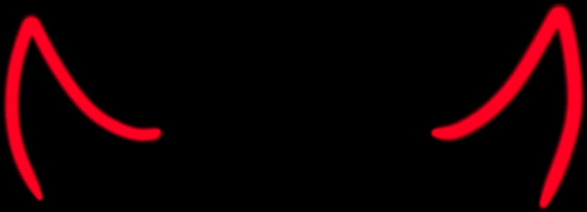 Devil Horn 桌布 壁紙 — 兩條發光的紅色彎曲線條，類似魔鬼的角，在黑色背景上。