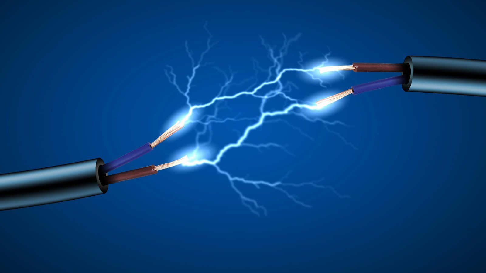 兩條電線與閃電 壁紙