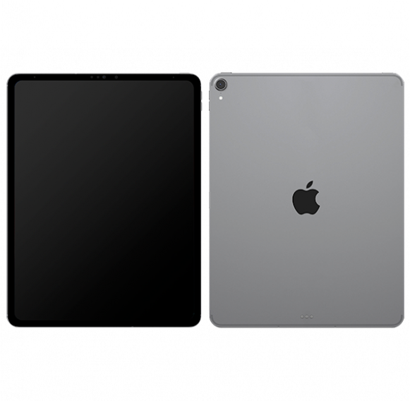 iPad Pro 桌布 壁紙 — 兩部Apple iPad Pro正面和背面展示在黑色背景上，突顯時尚銀色設計和黑色螢幕。