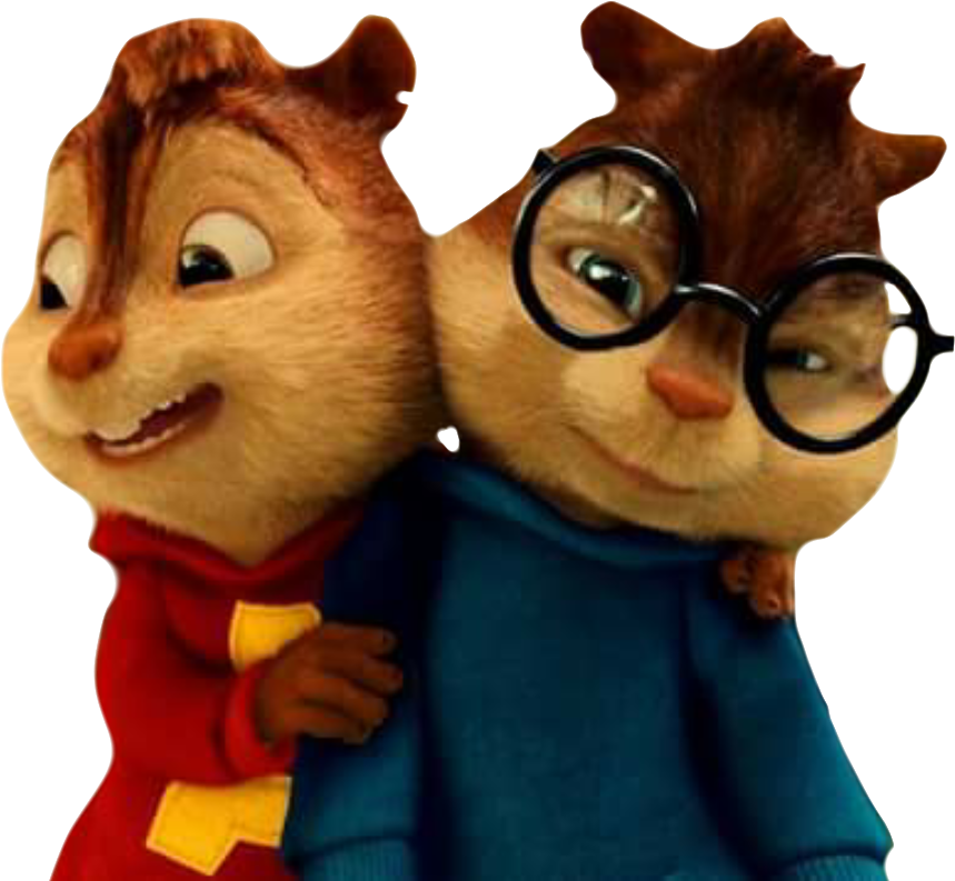 chipmunk 桌布 壁紙 — 兩隻動畫花栗鼠溫暖擁抱，一隻穿紅色毛衣，另一隻穿藍色毛衣戴圓框眼鏡