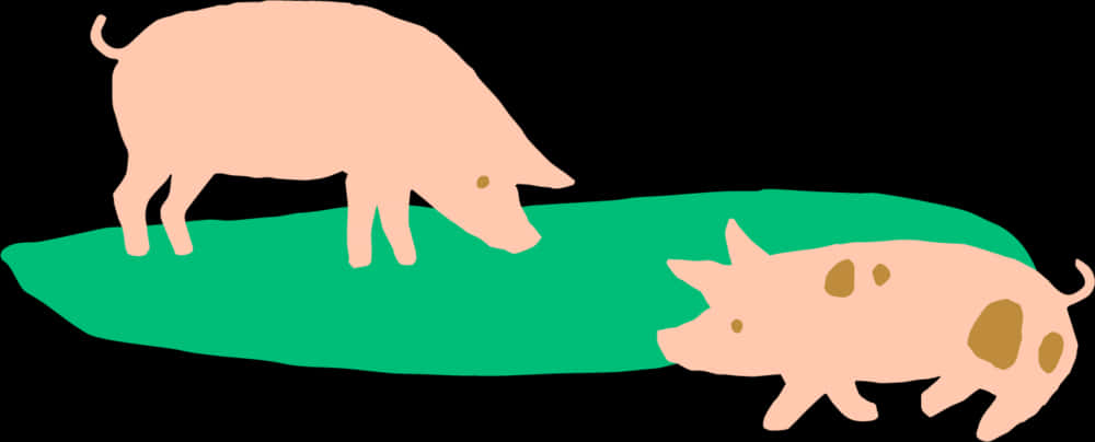 兩隻卡通小豬插圖 壁紙