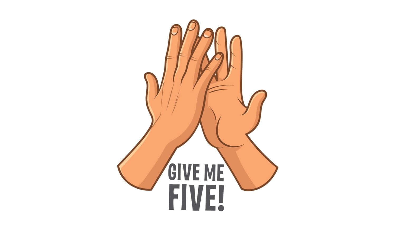 Cartoon 桌布 壁紙 — 兩隻卡通手準備擊掌，下方粗體文字寫著 give me five！
