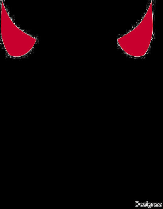 Devil Horn 桌布 壁紙 — 兩隻尖銳的紅色惡魔角在純黑色背景上顯得格外突出。