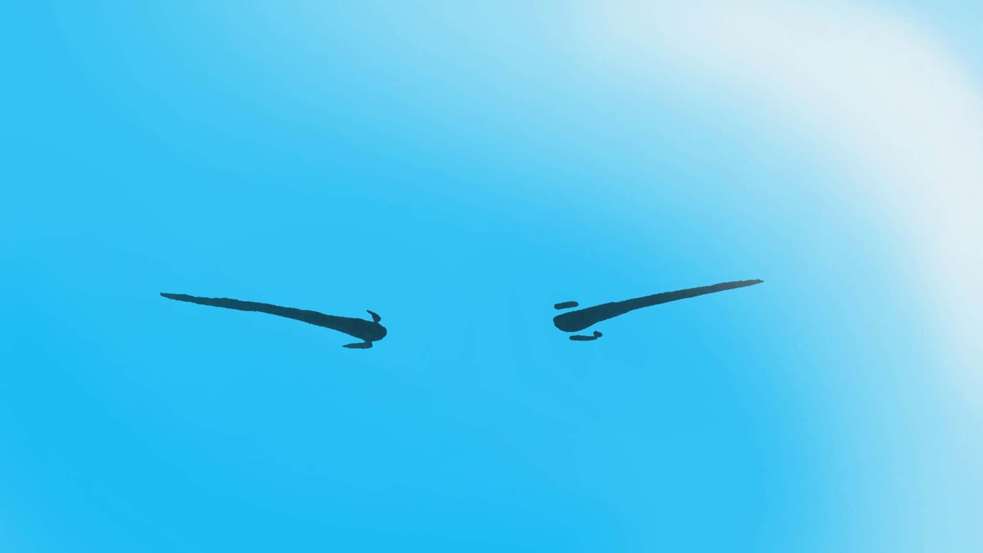 That Time I Got Reincarnated As A Slime 桌布 壁紙 — 兩隻深色剪影的鳥兒在寧靜的漸變藍天中優雅地翱翔。