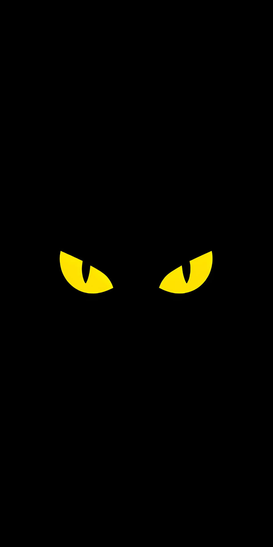 Angry Yellow Beast Eyes in Shadows Wallpaper 壁紙 — 兩隻發光的黃色貓眼從絕對黑暗中強烈凝視，營造出威脅和懸疑的氣氛。