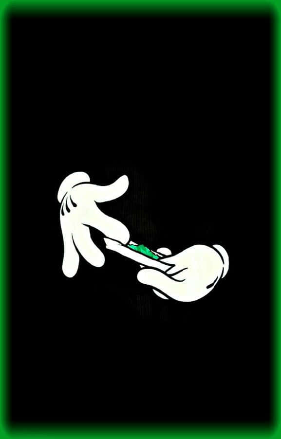 joint 桌布 壁紙 — 兩隻白色卡通手在黑色背景上拿著一支帶牙膏的綠色牙刷。