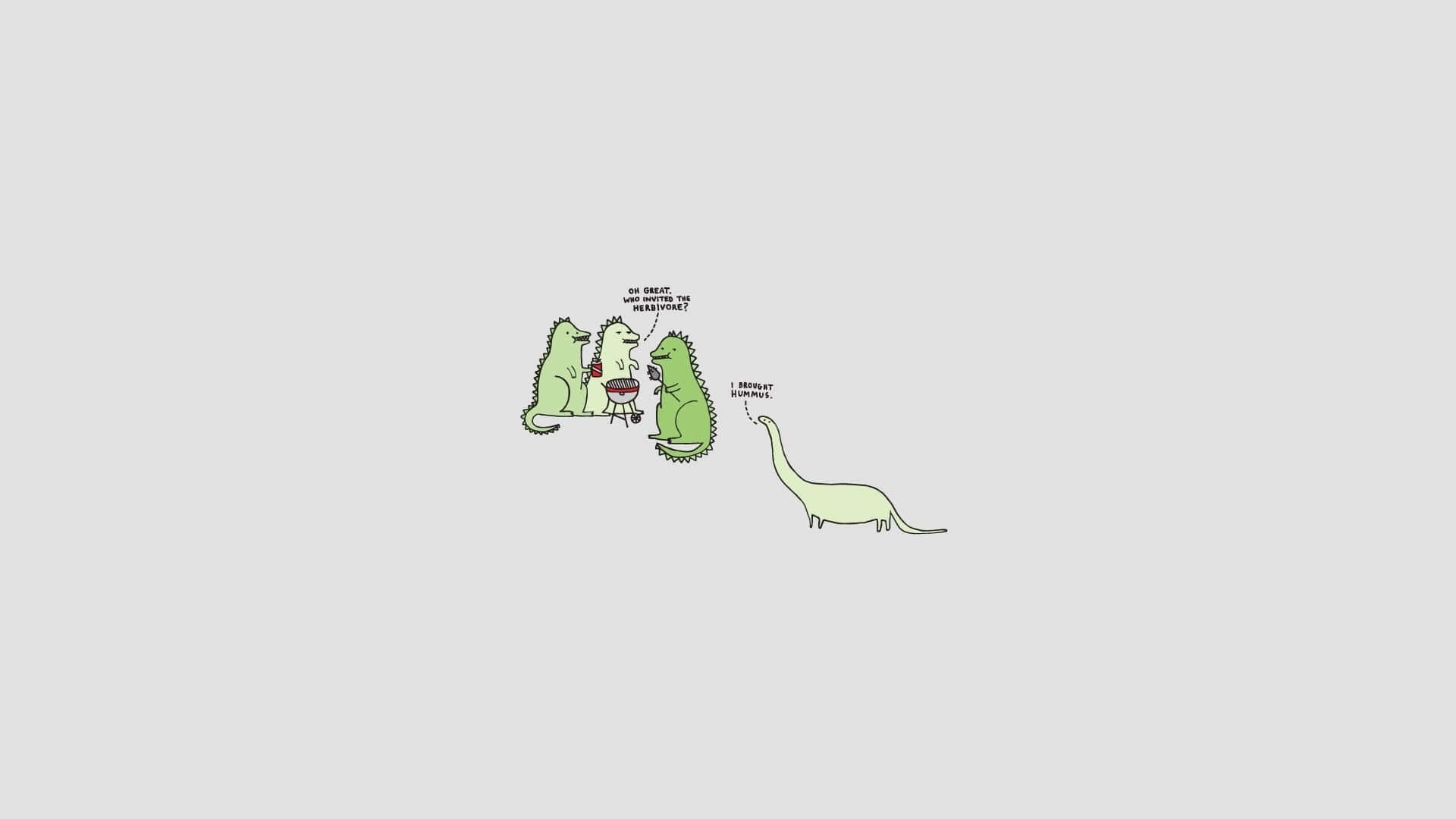 dinosaurs 桌布 壁紙 — 兩隻綠色卡通恐龍坐在桌旁喝酒，而第三隻恐龍拿著菜單走開。