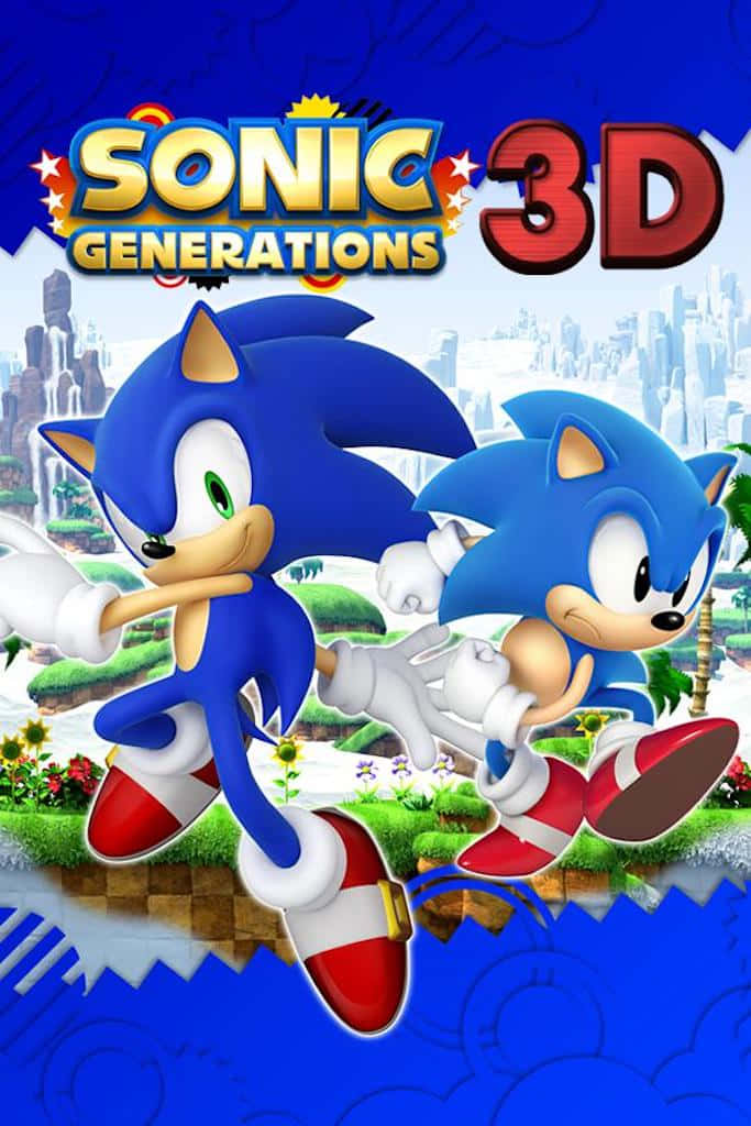 Sonic Generations 桌布 壁紙 — 兩隻藍色刺蝟在充滿活力的3D遊戲世界中奔跑，背景有浮島和城市天際線。