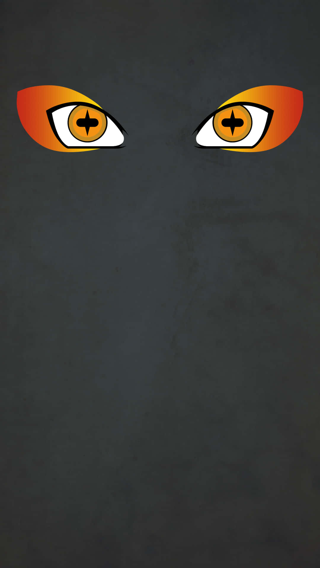 Naruto Eyes 桌布 壁紙 — 兩隻風格化的動漫眼睛，帶有橙色虹膜和黑色十字瞳孔，從深灰色背景中強烈凝視。
