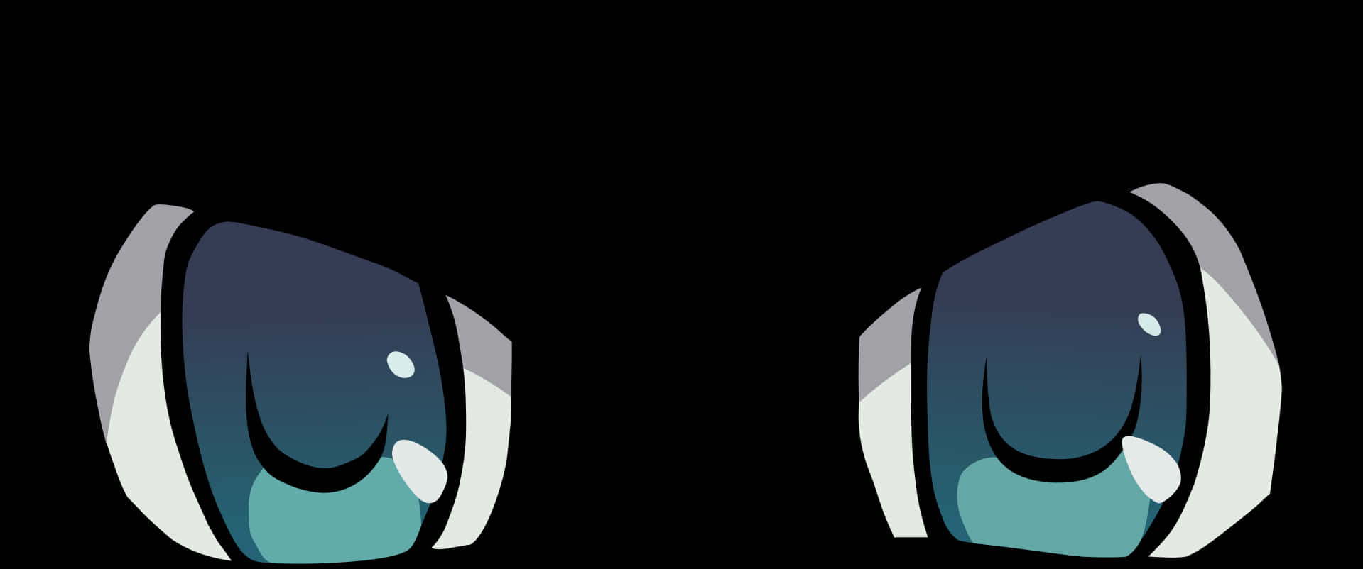 Anime Eyes 桌布 壁紙 — 兩隻風格化的動漫眼睛，帶有藍綠色虹膜和白色鞏膜，在純黑色背景上直視前方。