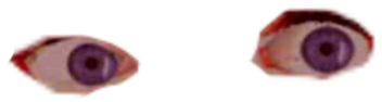 詭異的GIF 桌布 壁紙 — 兩隻風格化的卡通眼睛，帶有紫色虹膜和紅色輪廓，在黑色背景下強烈凝視。