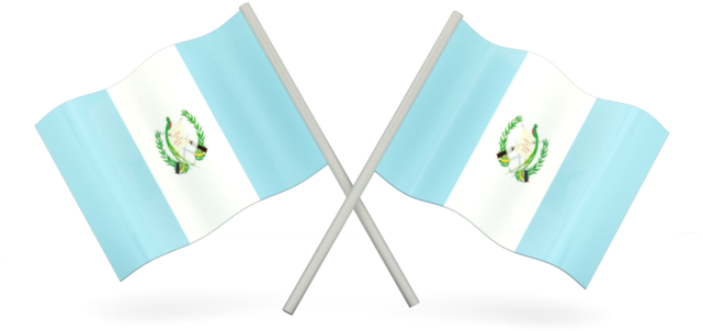 Flag 桌布 壁紙 — 兩面瓜地馬拉國旗在黑色背景上交錯，帶有逼真的布料褶皺和國家徽章。