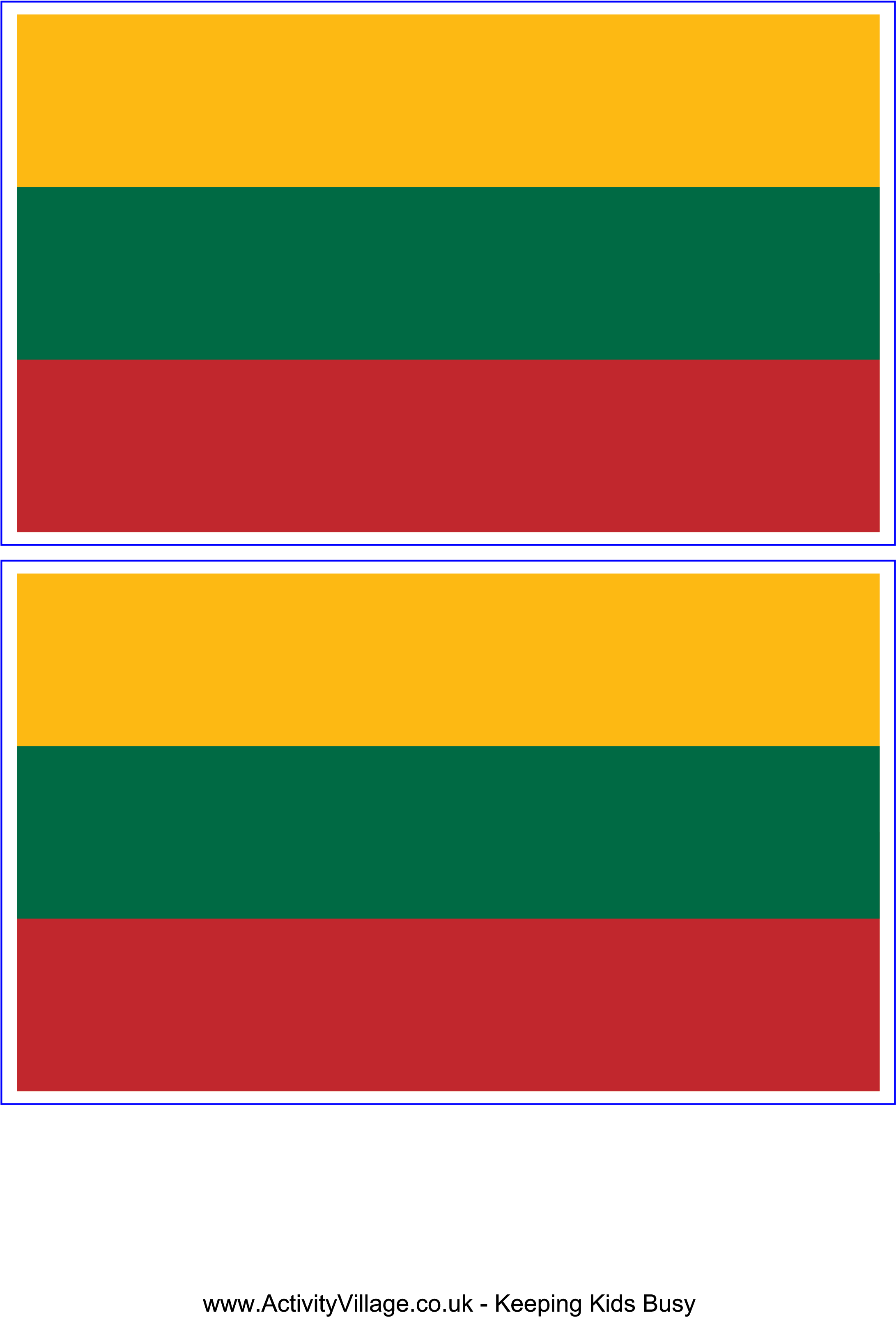 Flag 桌布 壁紙 — 兩面相同的立陶宛國旗，帶有黃、綠、紅橫條，並排展示。