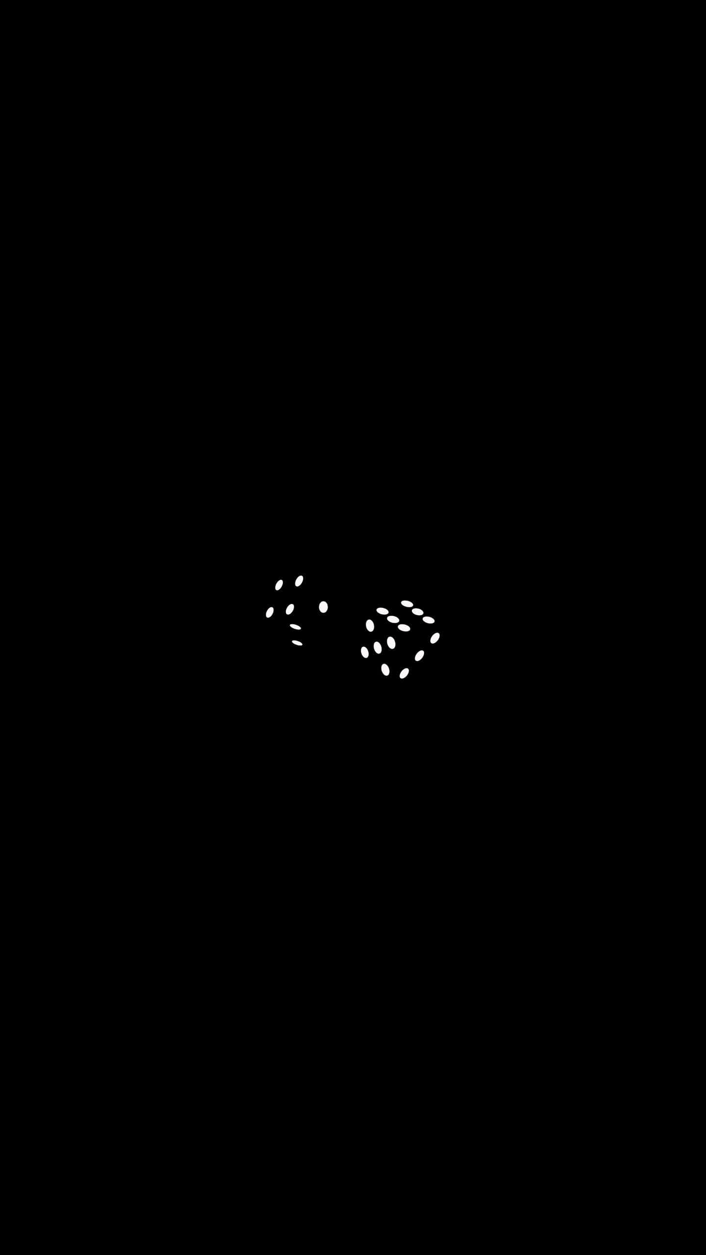 OLED 桌布 壁紙 — 兩顆發光的骰子帶有白色點，漂浮在純黑色背景上。