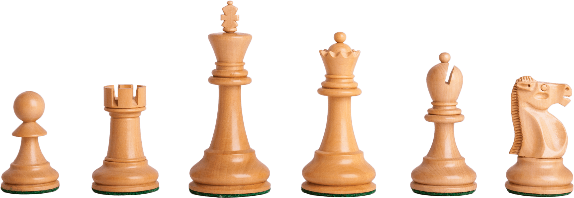 西洋棋 桌布 壁紙 — 六個淺色木製西洋棋棋子排列成一排，背景為純黑色。