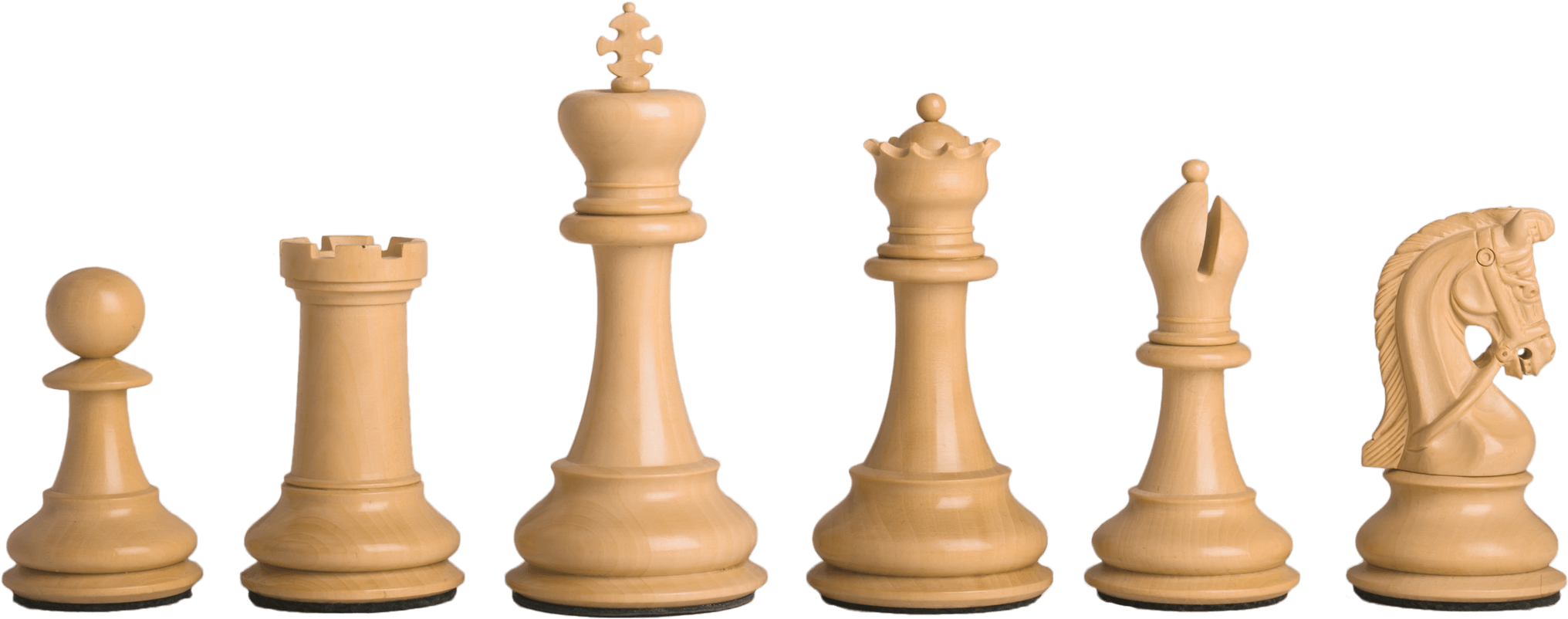 西洋棋 桌布 壁紙 — 六個淺色木製西洋棋棋子排成一列，背景為純黑色。
