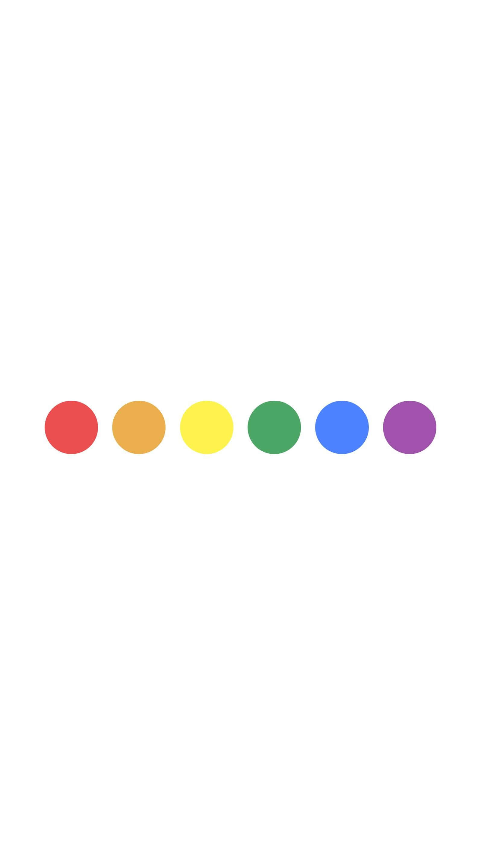 Lgbt Phone 桌布 壁紙 — 六個鮮豔的彩虹色圓圈水平排列在潔白的背景上。