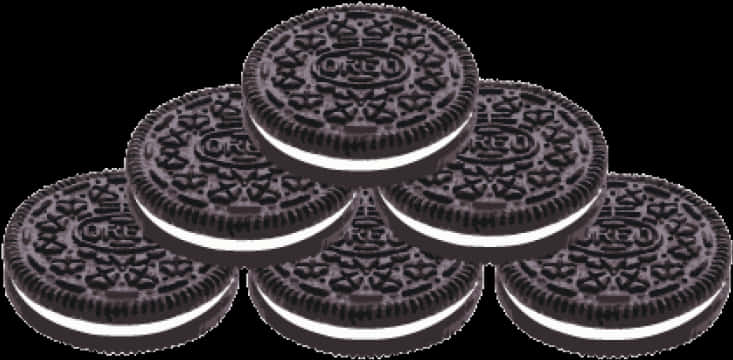 Biscuit 桌布 壁紙 — 六塊Oreo餅乾堆疊成金字塔形狀，搭配酥脆的黑巧克力威化餅和奶油般的白色夾心。
