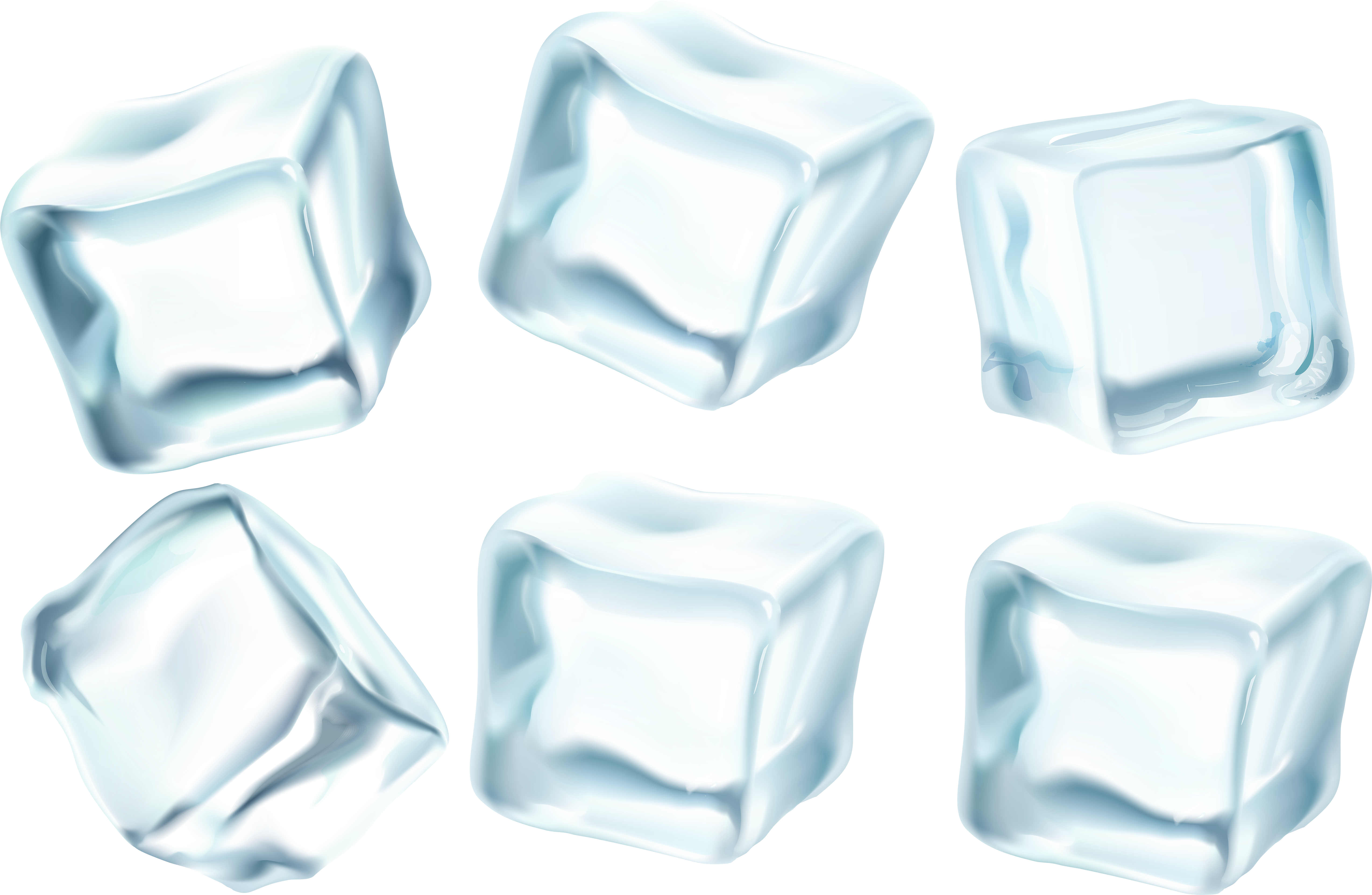 Ice Cubes 桌布 壁紙 — 六塊半透明的冰塊，邊緣光滑圓潤，漂浮在純黑色背景上。