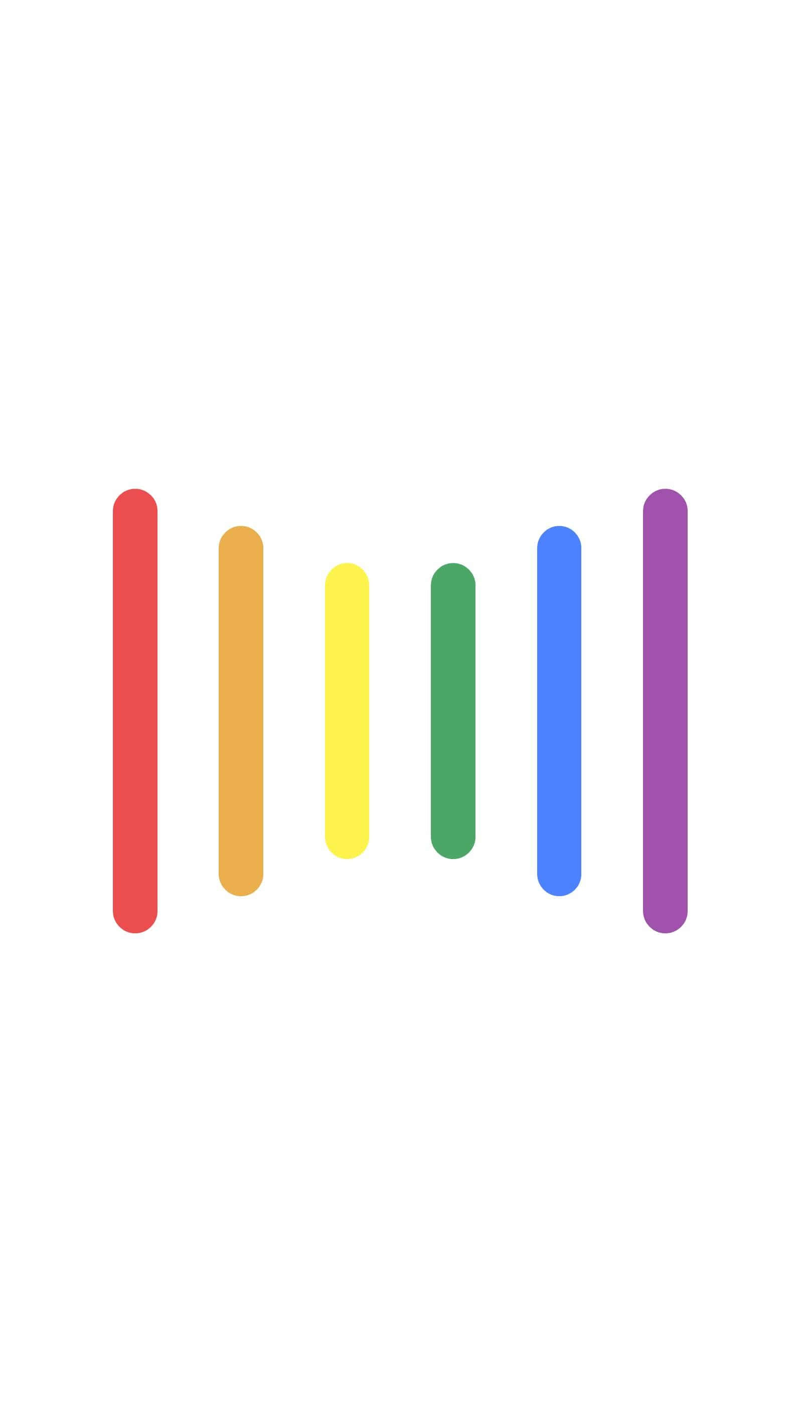 Lgbt Phone 桌布 壁紙 — 六條色彩繽紛的垂直條紋以彩虹色調排列在一行，背景為純白色。