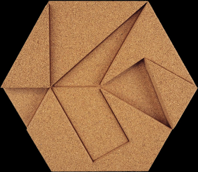 Shape 桌布 壁紙 — 六角形軟木板，幾何摺疊形成星形圖案，黑色背景。
