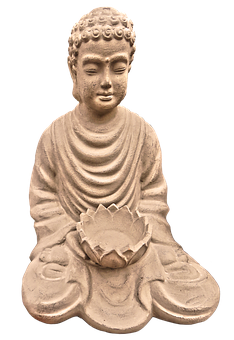 冥想中的佛像與蓮花 壁紙