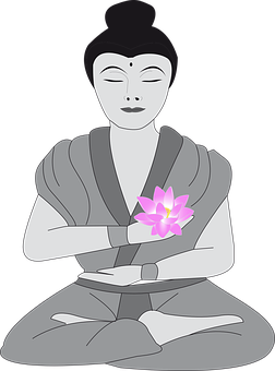 冥想中的佛陀與蓮花 壁紙