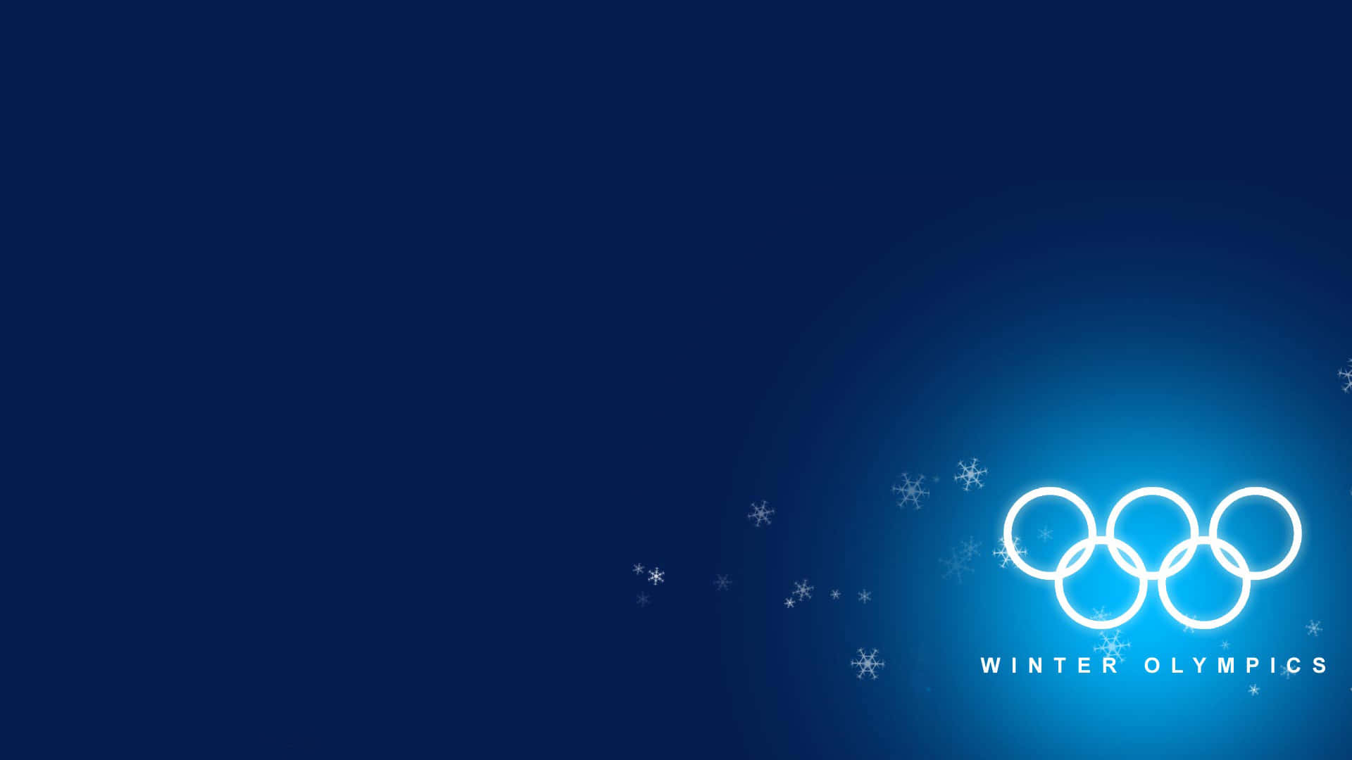 奧運 桌布 壁紙 — 冬季奧運會標誌在深藍色漸變背景上閃耀著白色圓環和雪花。