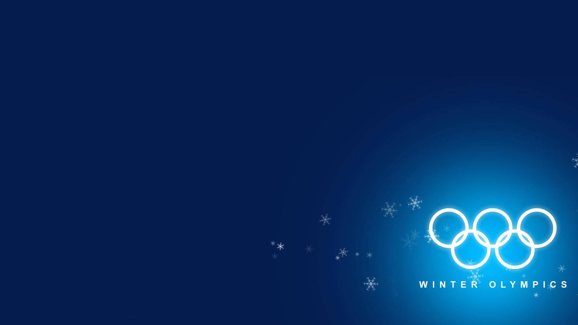 奧運 桌布 壁紙 — 冬季奧運會標誌在深藍色漸變背景上以白色圓環和雪花閃耀。