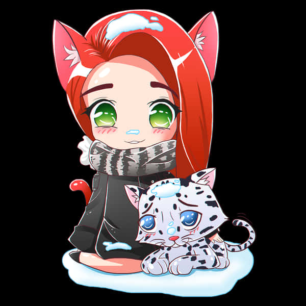 冬季狐狸與雪豹幼崽在雪地中嬉戲