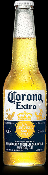 Corona Beer 桌布 壁紙 — 冰凍的Corona Extra啤酒瓶在純黑背景上閃爍著冷凝水珠。