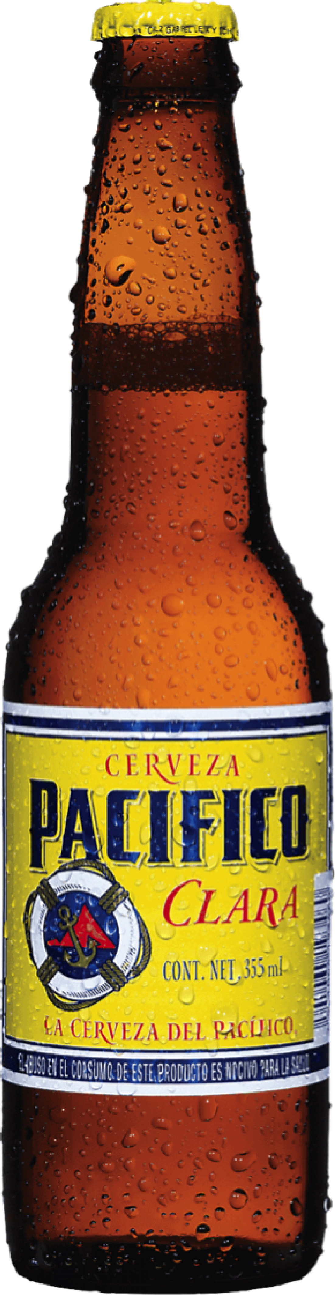 Beer Bottle 桌布 壁紙 — 冰凍的Pacifico Clara啤酒瓶在純黑背景下閃爍著冷凝水珠。
