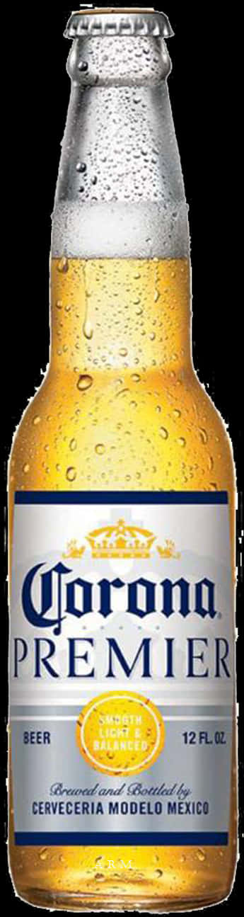 Corona Beer 桌布 壁紙 — 冰涼的Corona Premier啤酒瓶在純黑背景上閃爍著冷凝水珠。