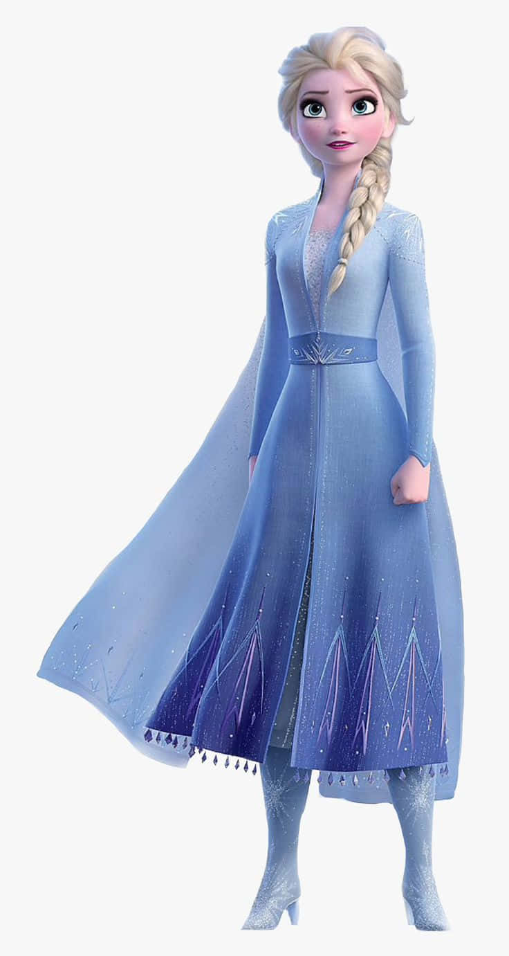 《冰雪奇緣》中的艾莎，身穿冰藍色長袍，梳著辮子。 — 冰雪奇緣 GIF 壁紙