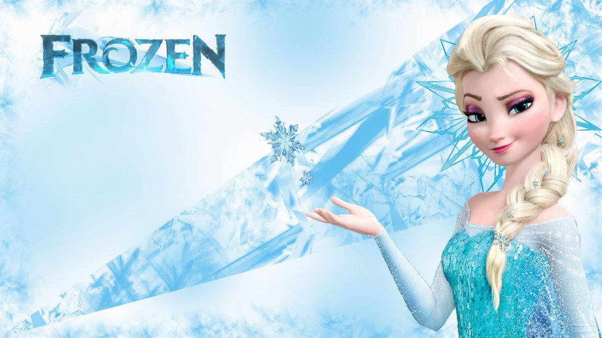冰雪奇緣 桌布 壁紙 — 《冰雪奇緣》的艾莎在閃爍的冰雪景觀中優雅地飄浮雪花，在明亮的藍天下。