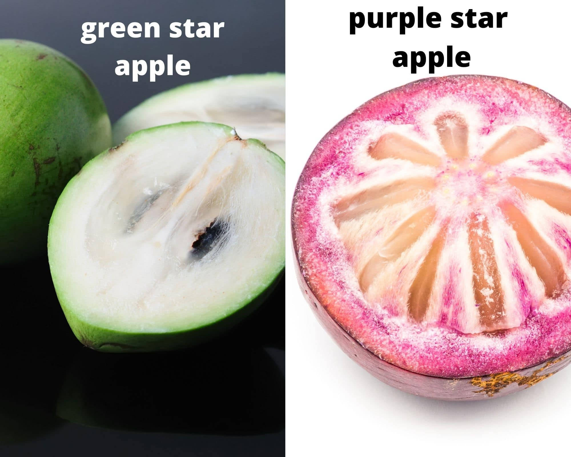 Fruit 桌布 壁紙 — 切開的綠色和紫色星蘋果在深色和白色背景上展現出對比的內部。
