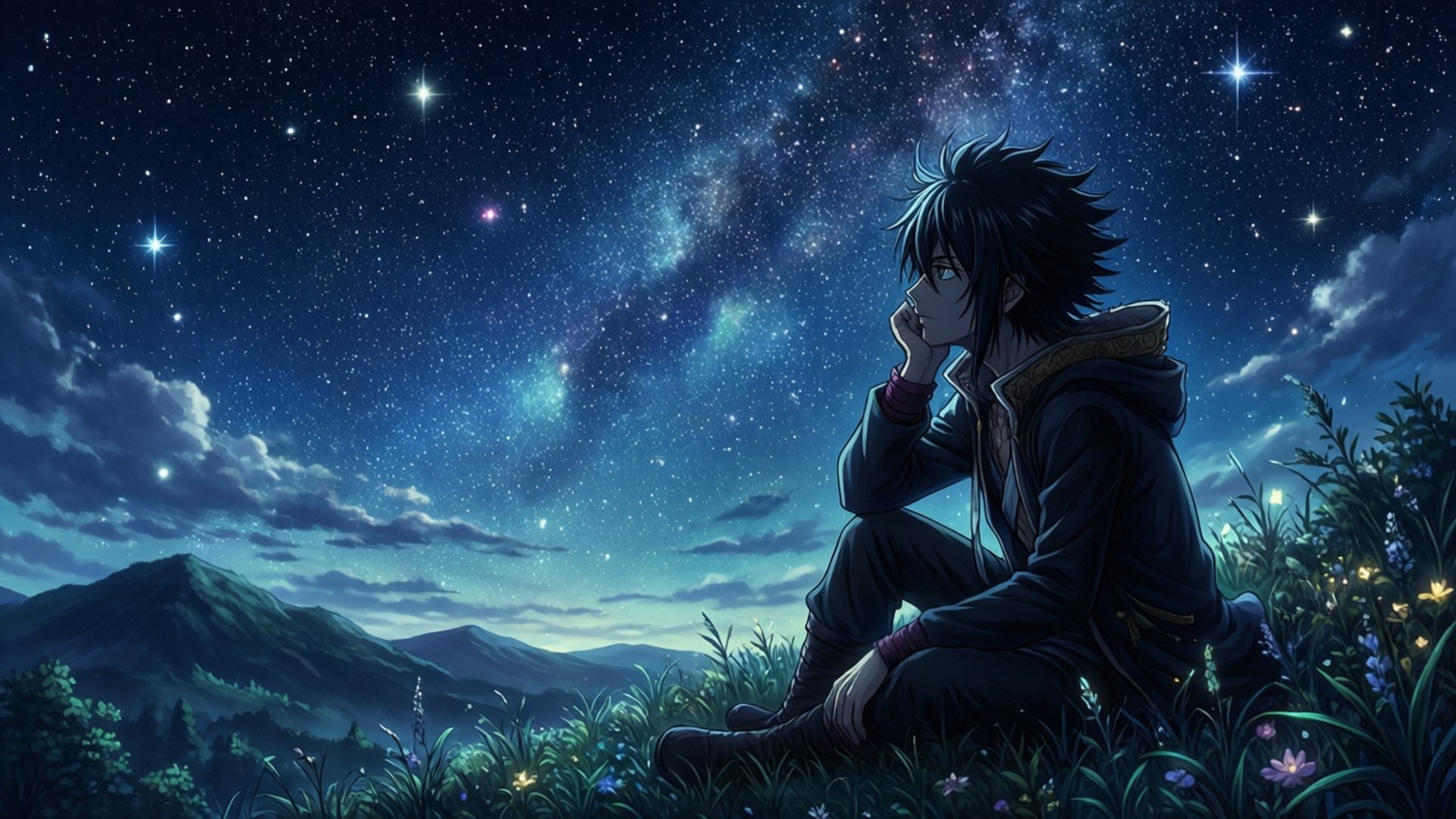 利姆路星空下的剪影 壁紙