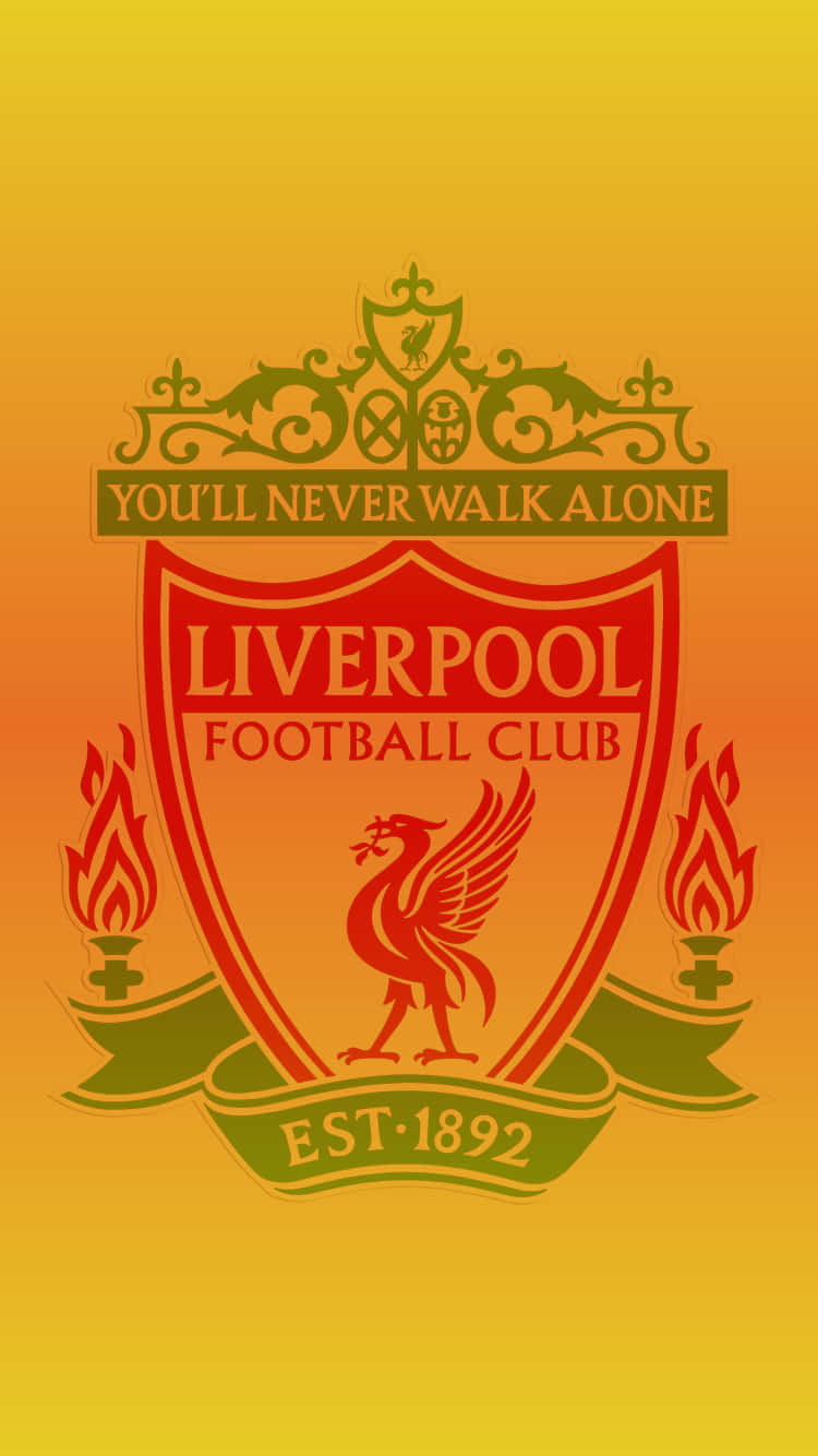 Football Icon 桌布 壁紙 — 利物浦足球俱樂部徽章，紅色利物鳥和火焰火炬在溫暖漸變背景上。