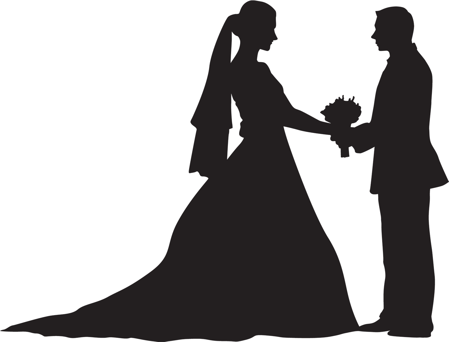 Hindu Wedding 桌布 壁紙 — 剪影中的新娘和新郎在深色背景下手牽手交換花束。