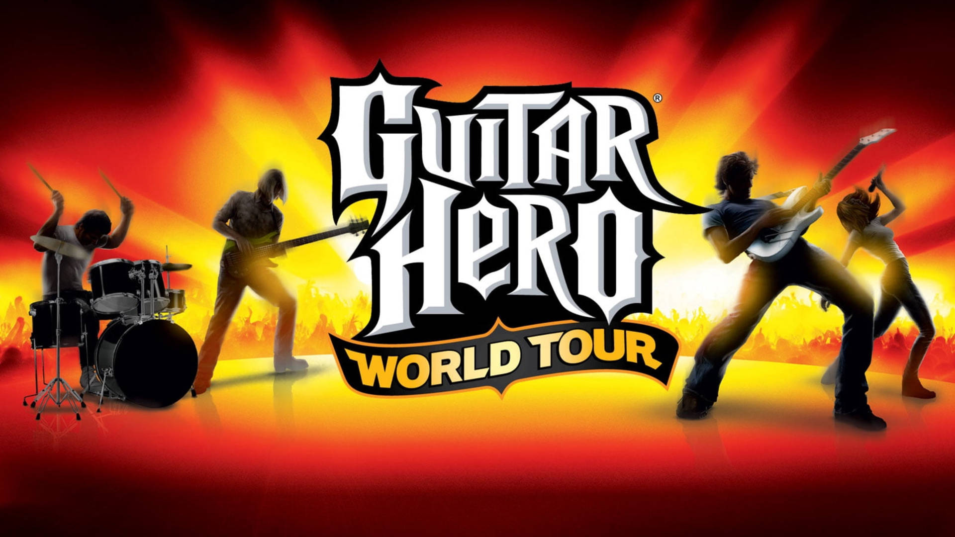 Guitar Hero World Tour 樂隊在火熱舞台上表演 — 吉他英雄 壁紙